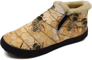 Bee Shoes for Women Men Snow Boots Winter Low Top Fashion Sneakers Slip on Ankle Booties Valentines Day Gifts