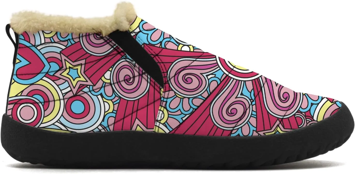 Cheetah Shoes for Women Men Snow Boots Winter Low Top Fashion Sneakers Slip on Ankle Booties Valentines Day Gifts