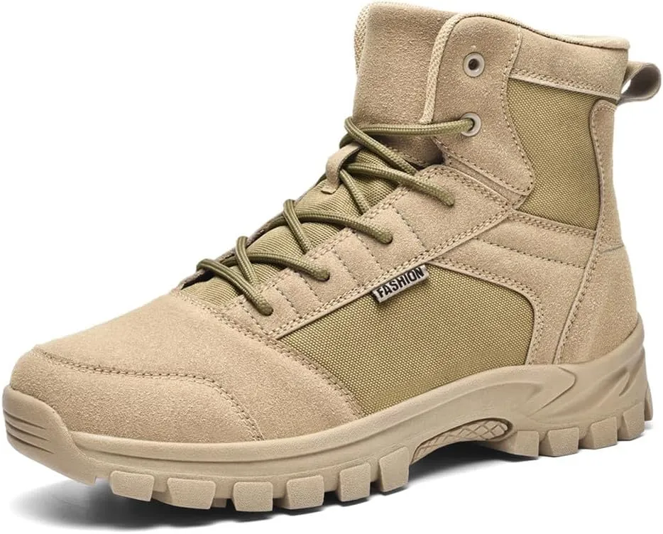LEADER SHOW Men's Classic Desert Military Boots Lace Up Ankle High Top Casual Work Outdoor Hiking Shoes