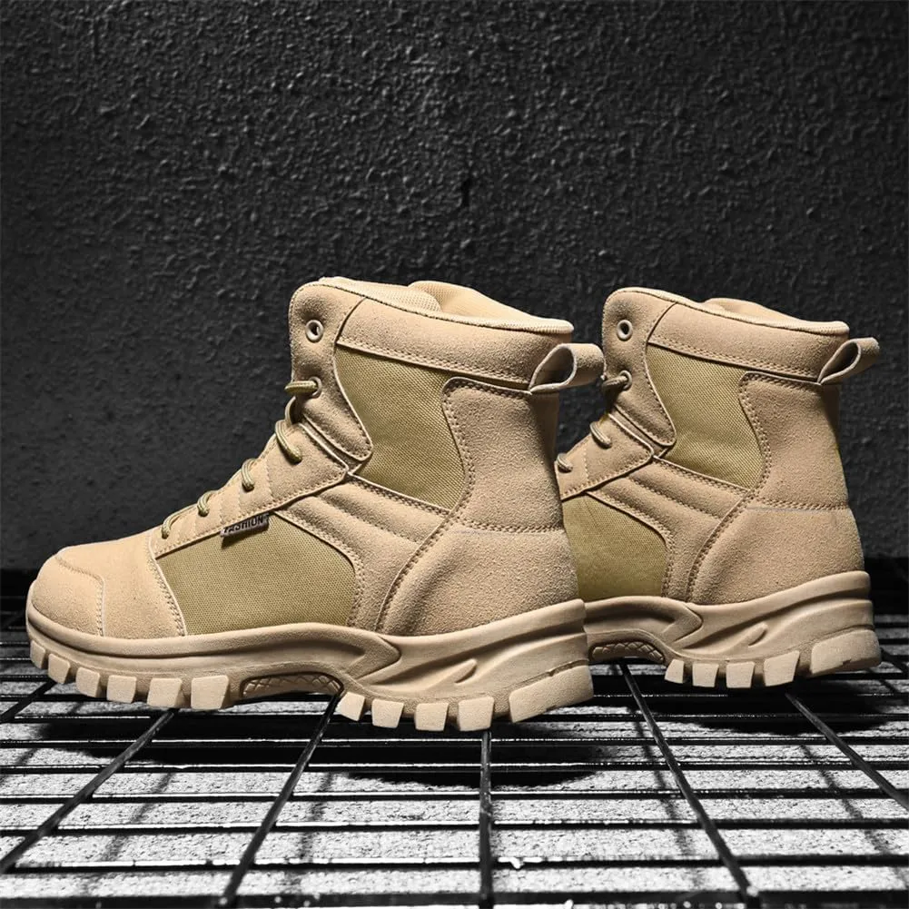 LEADER SHOW Men's Classic Desert Military Boots Lace Up Ankle High Top Casual Work Outdoor Hiking Shoes