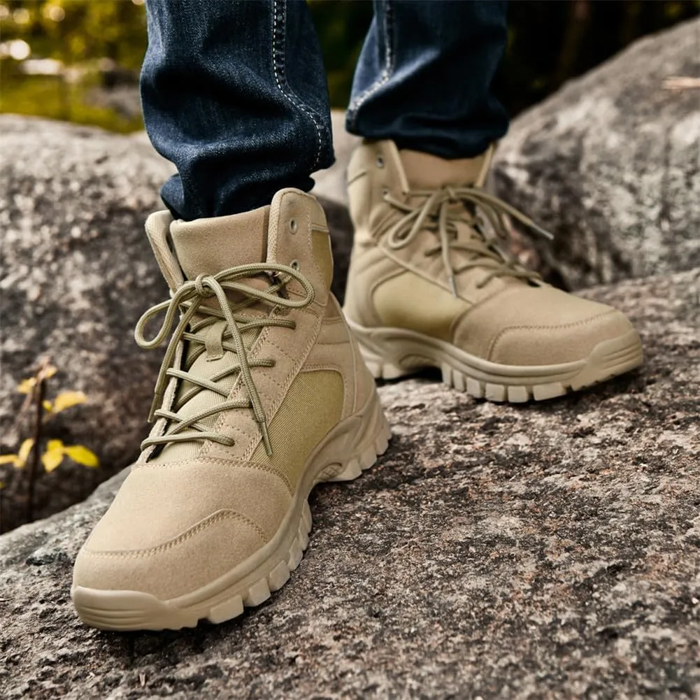 LEADER SHOW Men's Classic Desert Military Boots Lace Up Ankle High Top Casual Work Outdoor Hiking Shoes
