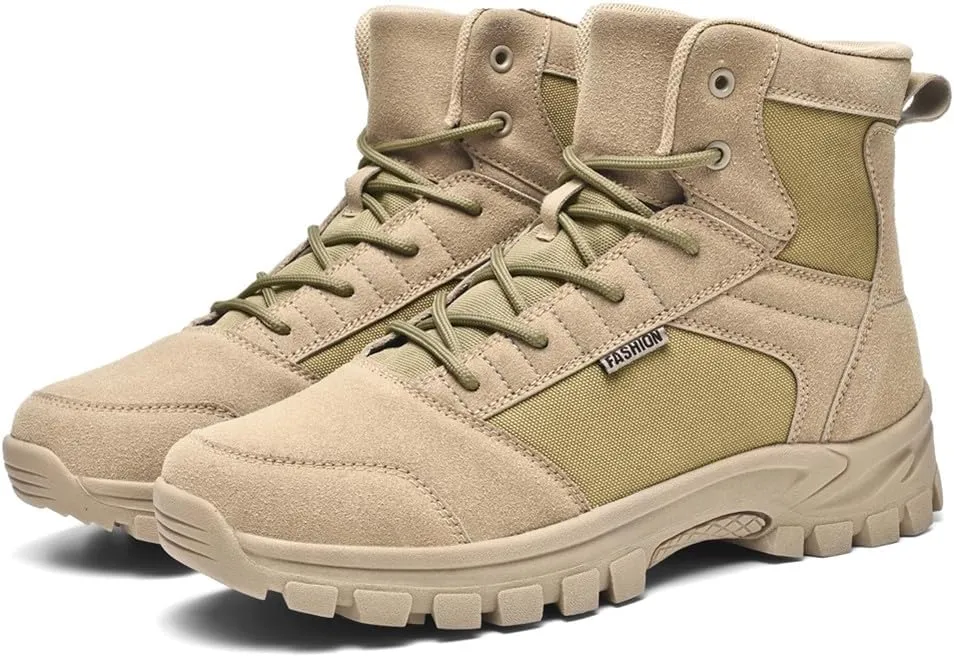 LEADER SHOW Men's Classic Desert Military Boots Lace Up Ankle High Top Casual Work Outdoor Hiking Shoes