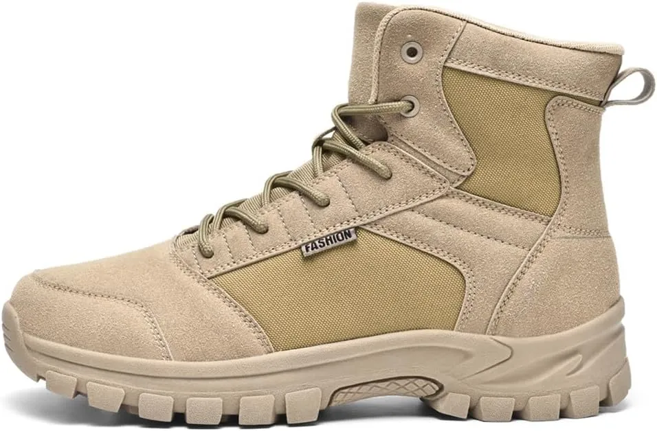 LEADER SHOW Men's Classic Desert Military Boots Lace Up Ankle High Top Casual Work Outdoor Hiking Shoes