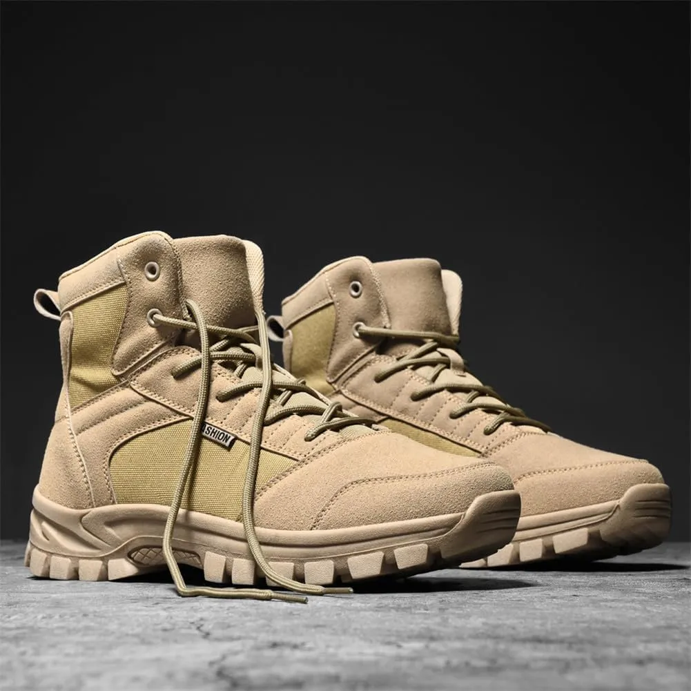 LEADER SHOW Men's Classic Desert Military Boots Lace Up Ankle High Top Casual Work Outdoor Hiking Shoes
