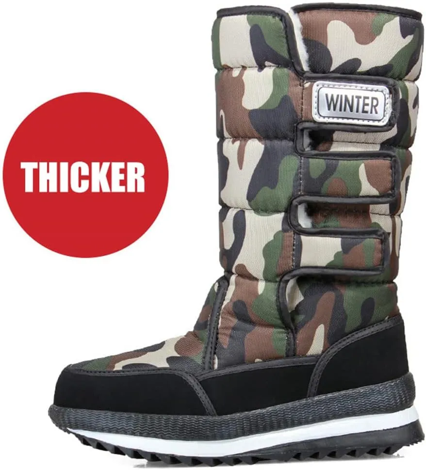 Men Snow Boots Winter Female Boots Thick Plush Waterproof Thigh High Boots Warm Fur Lovers Winter Shoes