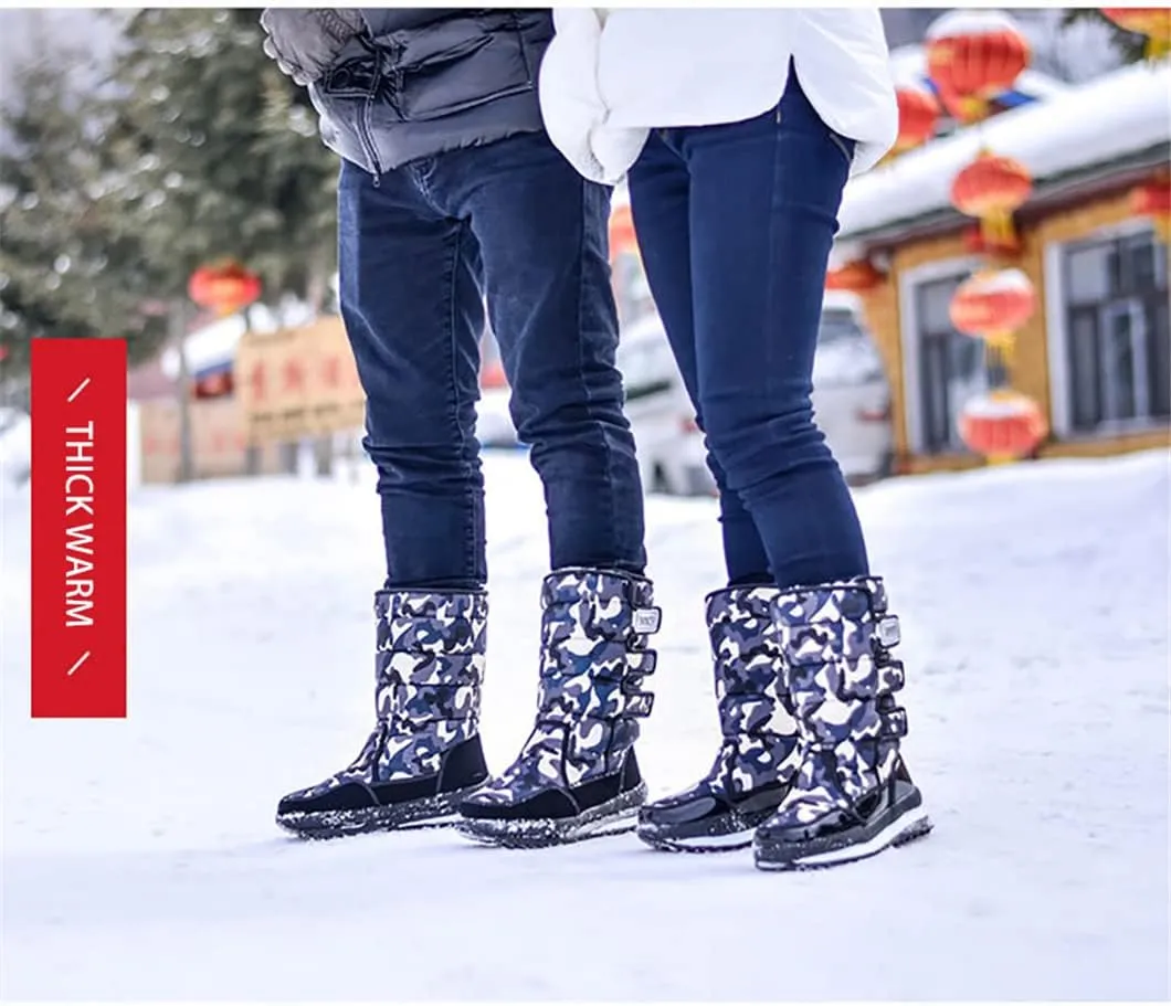 Men Snow Boots Winter Female Boots Thick Plush Waterproof Thigh High Boots Warm Fur Lovers Winter Shoes