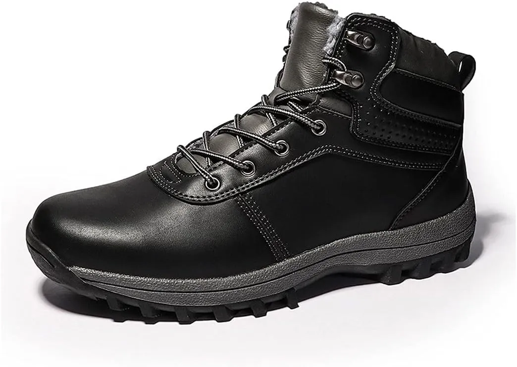 Mens Boots Winter Warm Men's Boots Leather Thick Men's Snow Boots Handmade Waterproof Work And Ankle Boots High-top Men's Shoes