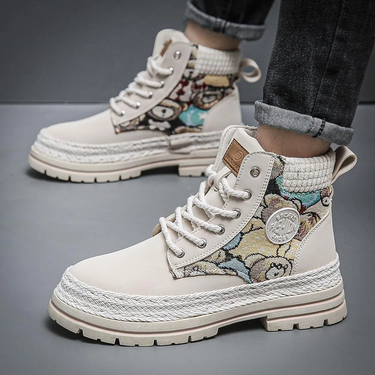 Men's High-top Boots with Non-Slip Soles for Outdoor Walking in Any Season