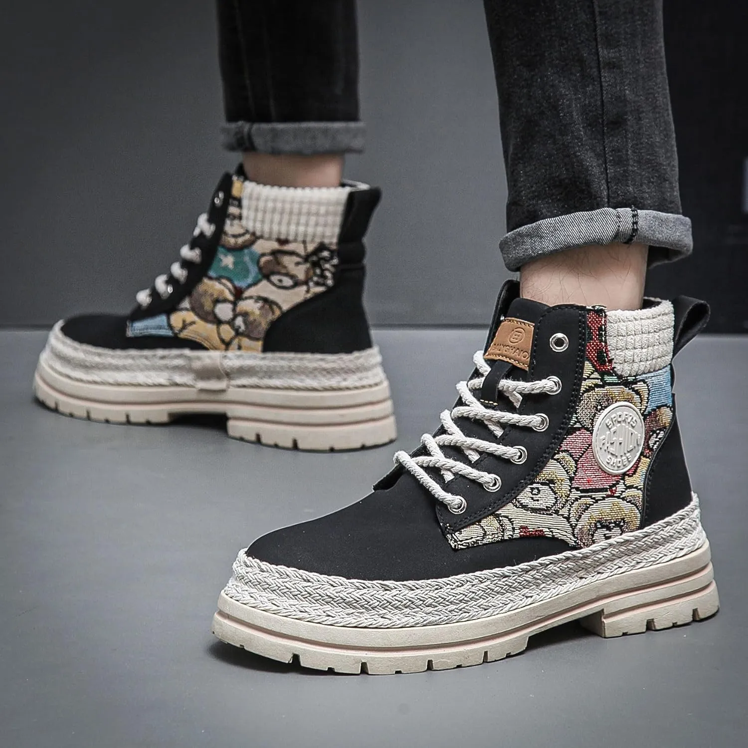 Men's High-top Boots with Non-Slip Soles for Outdoor Walking in Any Season