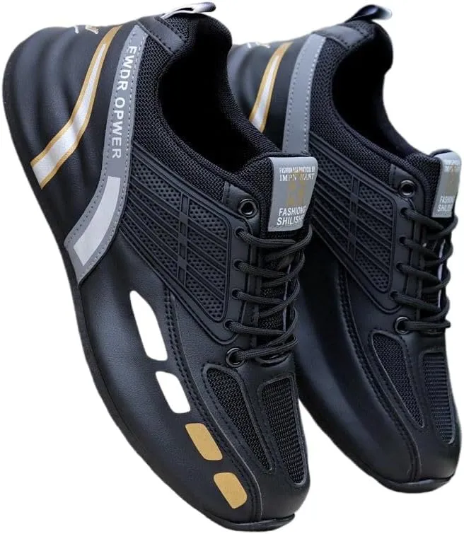 Plus Size Comfortable Striped Hiking Shoes for Men - Breathable, Waterproof, Low-top, Lace-up, Outdoor Training, Camping Sneakers for All Seasons