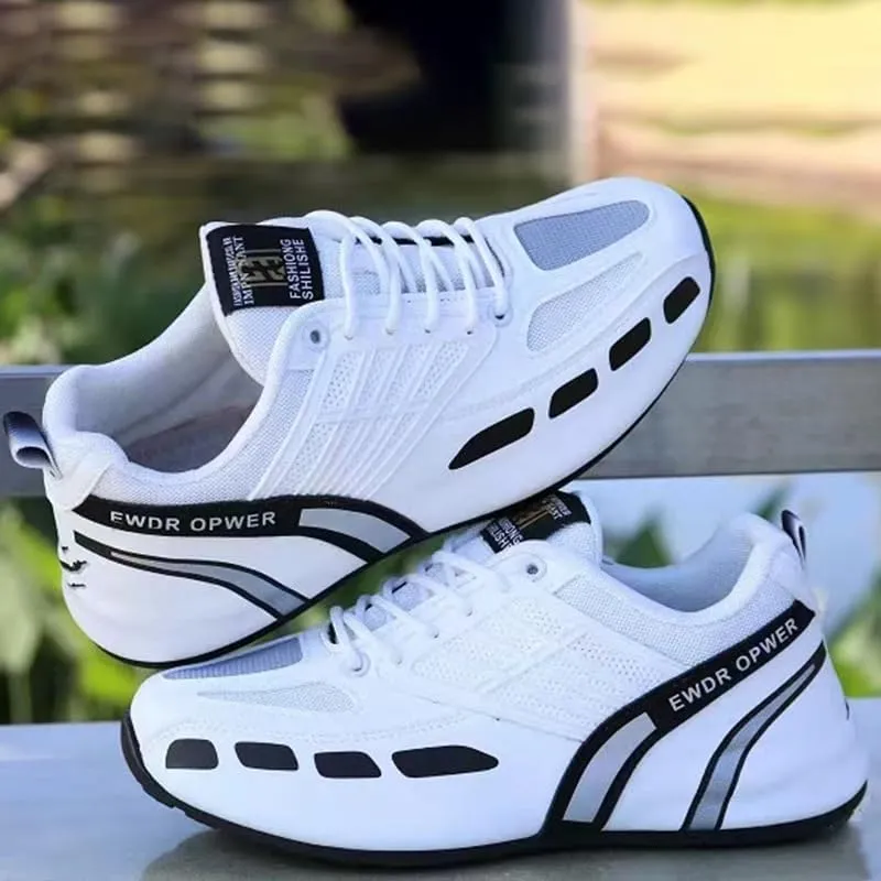 Plus Size Comfortable Striped Hiking Shoes for Men - Breathable, Waterproof, Low-top, Lace-up, Outdoor Training, Camping Sneakers for All Seasons