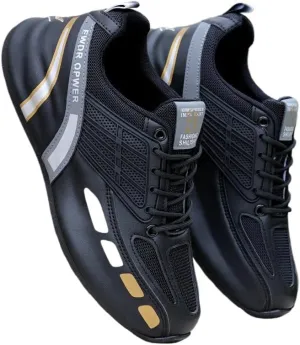 Plus Size Comfortable Striped Hiking Shoes for Men - Breathable, Waterproof, Low-top, Lace-up, Outdoor Training, Camping Sneakers for All Seasons