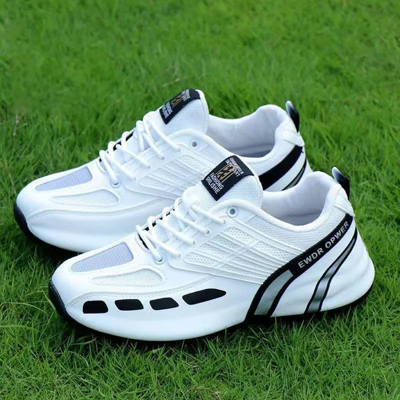 Plus Size Comfortable Striped Hiking Shoes for Men - Breathable, Waterproof, Low-top, Lace-up, Outdoor Training, Camping Sneakers for All Seasons