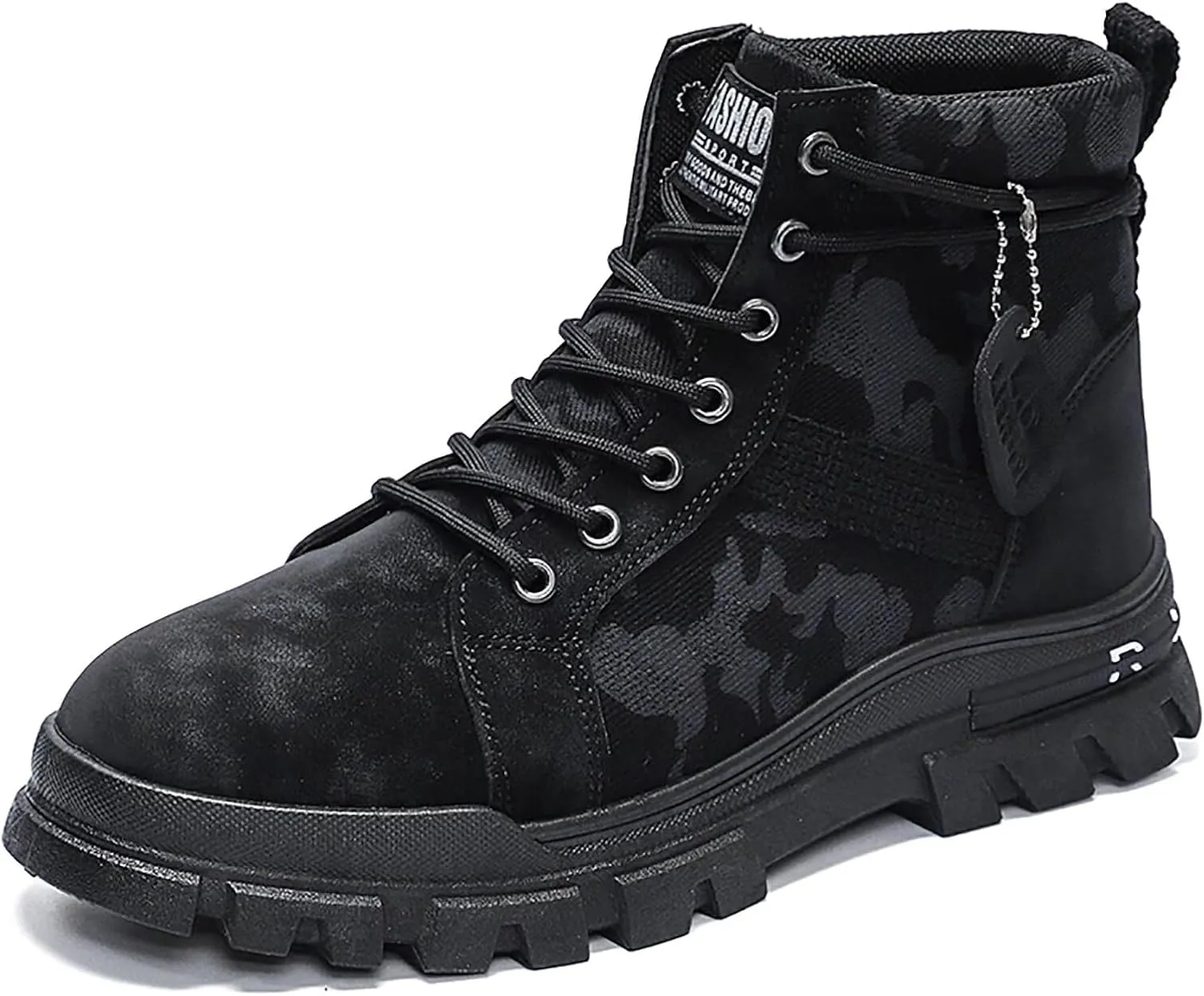 TERBOFIN Men's Fashion Boots High-top Hiking Shoes for Men Canvas Casual Boots for Work Outdoor Camouflage Upper