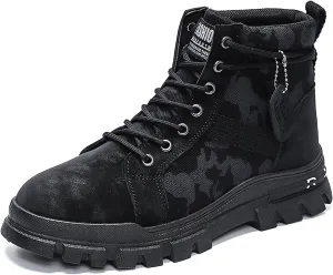 TERBOFIN Men's Fashion Boots High-top Hiking Shoes for Men Canvas Casual Boots for Work Outdoor Camouflage Upper