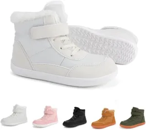 Toddler/Little Kids/Big Kids Waterproof High Top Winter Snow Boots,Girls Boys Wide Toe Box Barefoot Boots Shoes,Kids Minimalist Barefoot Hiking Shoes,Zero Drop Sole