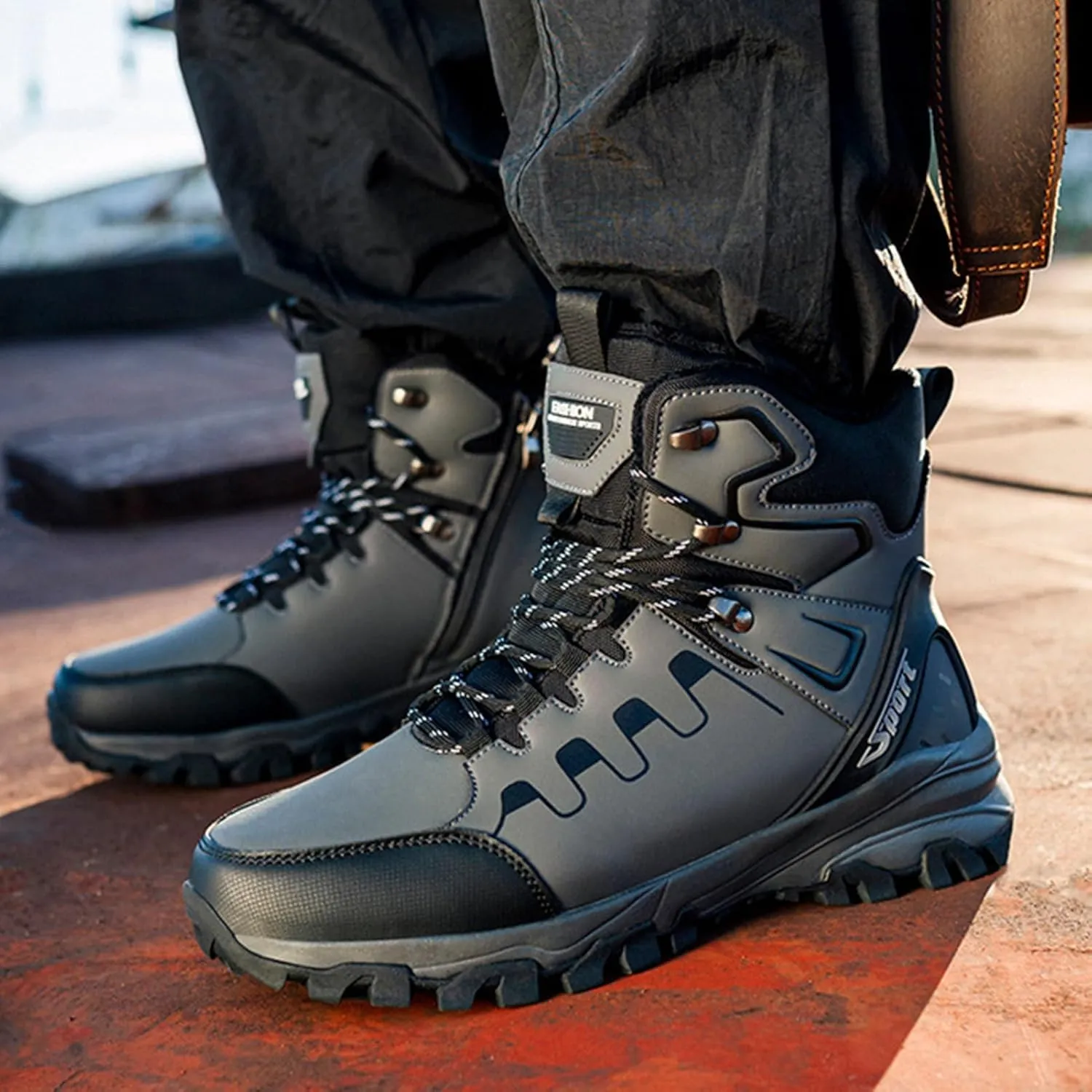 Waterproof Winter Boots,Fashion Breathable High Top Winter Hiking Boots Men,Lightweight Comfortable Cold-Weather Warm Mens Snow Boots,Rubber Sole