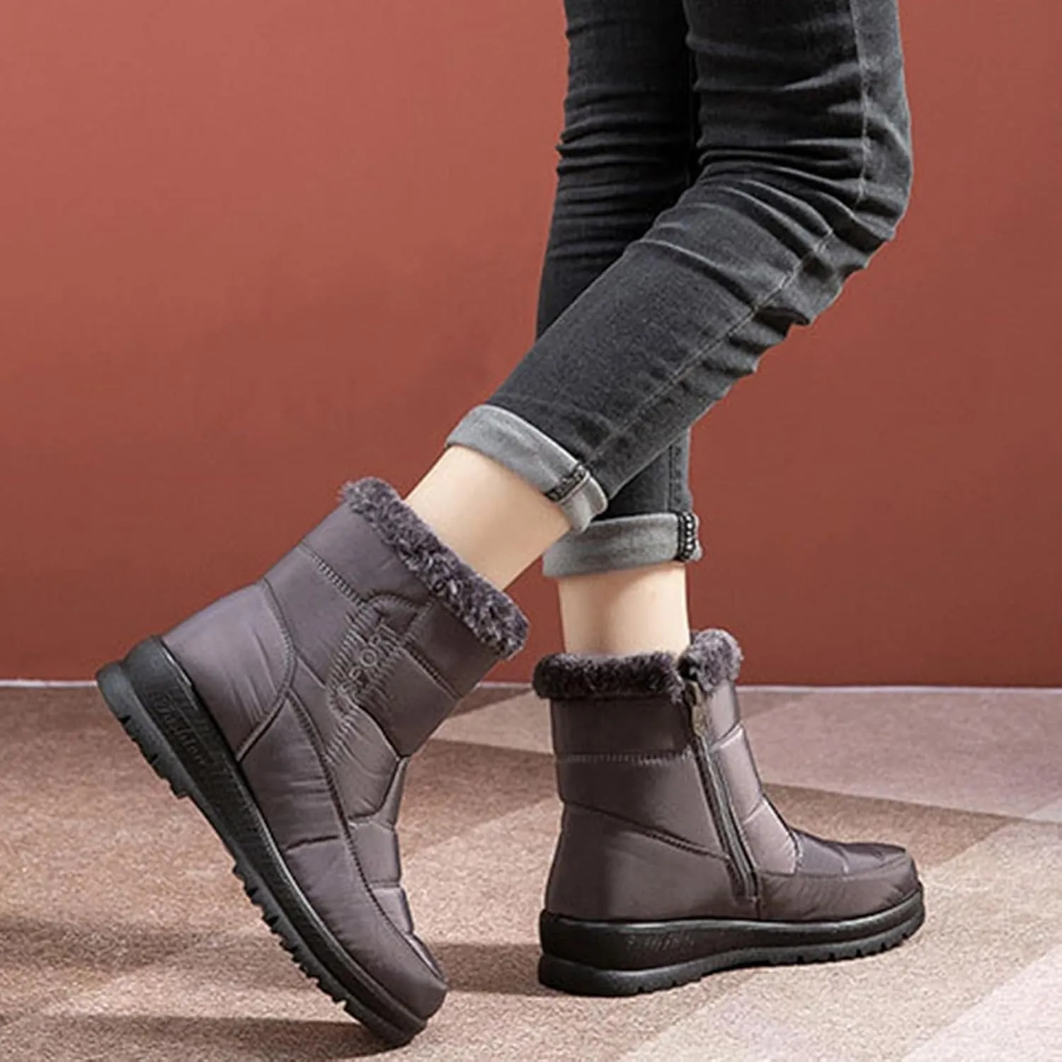 Winter Snow Shoes for Women,Fashion Trekking Cold-Weather Fur Boots for Women Winter,Comfortable Lightweight Warm Snow Boots for Women,Slip Resistant