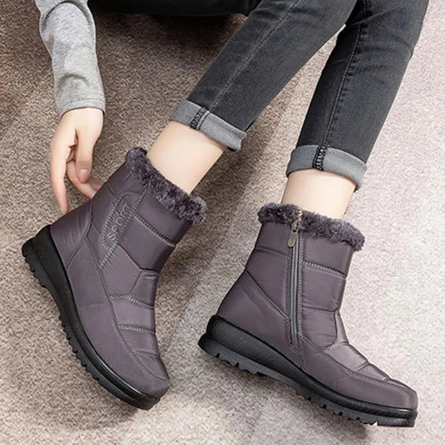 Winter Snow Shoes for Women,Fashion Trekking Cold-Weather Fur Boots for Women Winter,Comfortable Lightweight Warm Snow Boots for Women,Slip Resistant