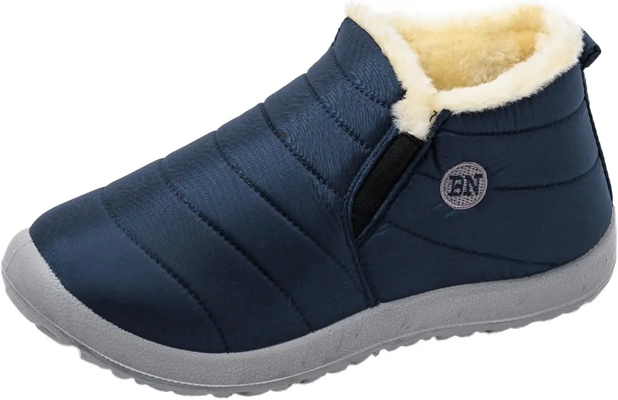 Winter Walking Shoes For Men Plush Lined Low Top Hiking Boots Non-Slip Snow Shoes For Men Casual Boots
