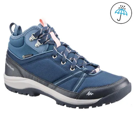 Women's waterproof walking boots - nh150 mid - blue