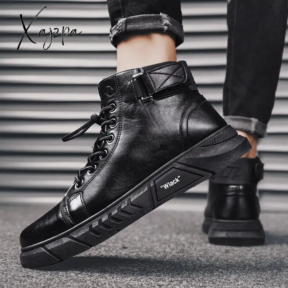 Xajzpa - New Trend Men's Martin Boots Fashionable and Comfortable Warm Men's Shoes Fashionable All-match Casual Boots